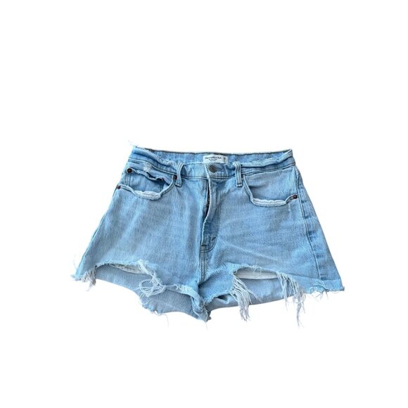 ABERCROMBIE & FITCH Light Wash HIgh Rise Mom Shorts Size 28 / US 6 - Picture 8 of 8